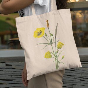 Clubhair Mariposa Lily Vintage Watercolor Floral Print Graphic Canvas Tote Bag